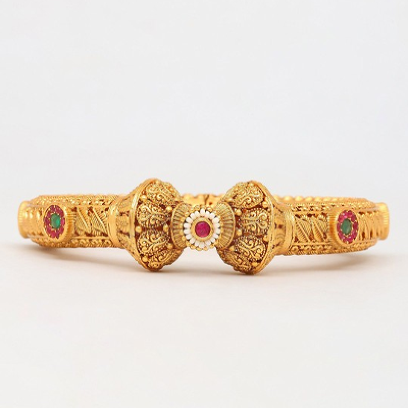 Set Of 2 Traditional Openable Kada Bangles with Studded Stone